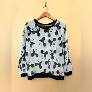 Disney Mickey Sweatshirt Plush Burn out design Gray Black SZ L Women’s
